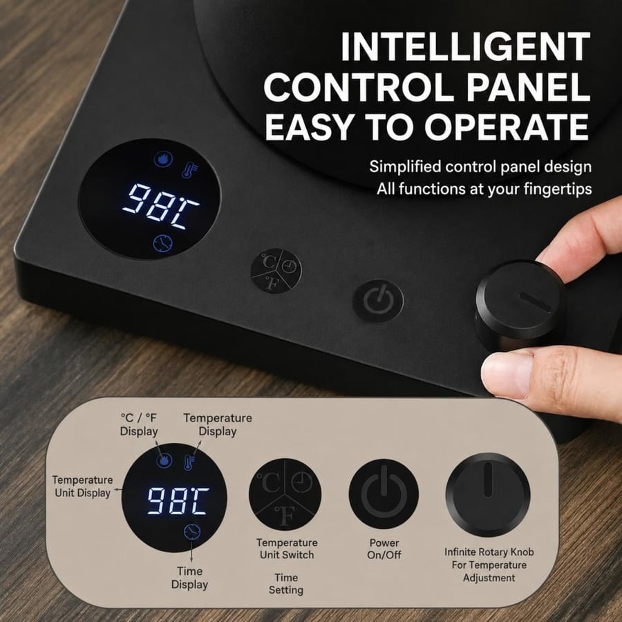 غلاية كهربائية ذكية V60 مع تحكم بالحرارة DENX DX3805