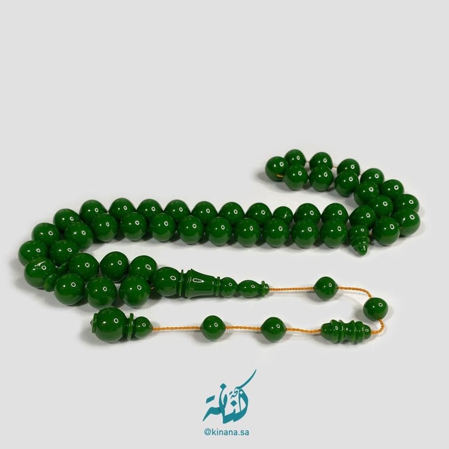 Two green cloisonné prayer beads