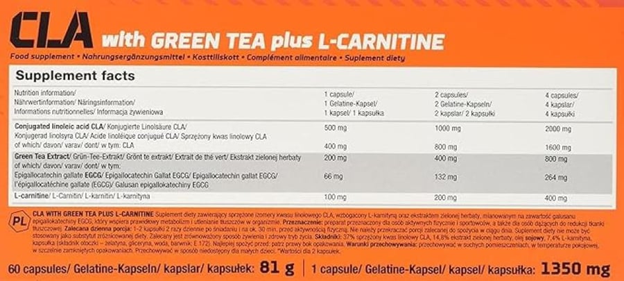 OLIMP CLA WITH GREEN TEA + L-CARNITINE 60 سي ال ايه والشاي الاخضر