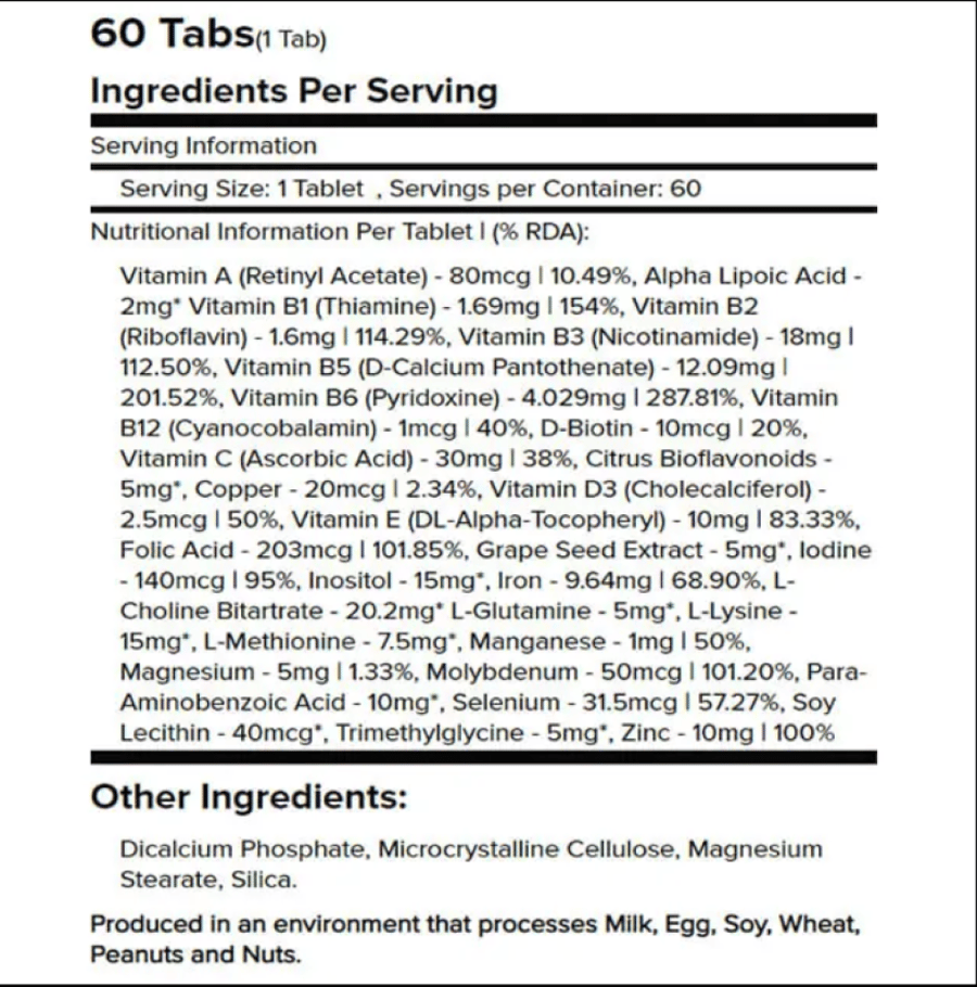 WARRIOR MULTIVITAMINE 60