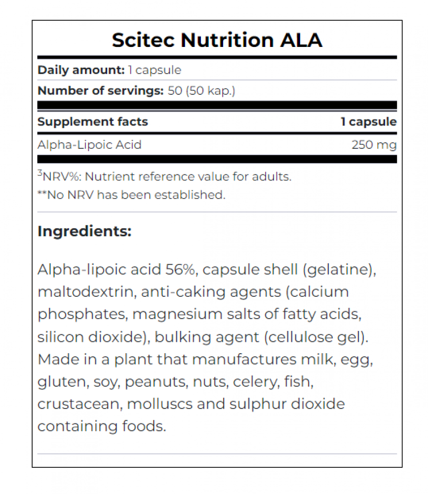 Alpha lipoic acid ALA 50 caps