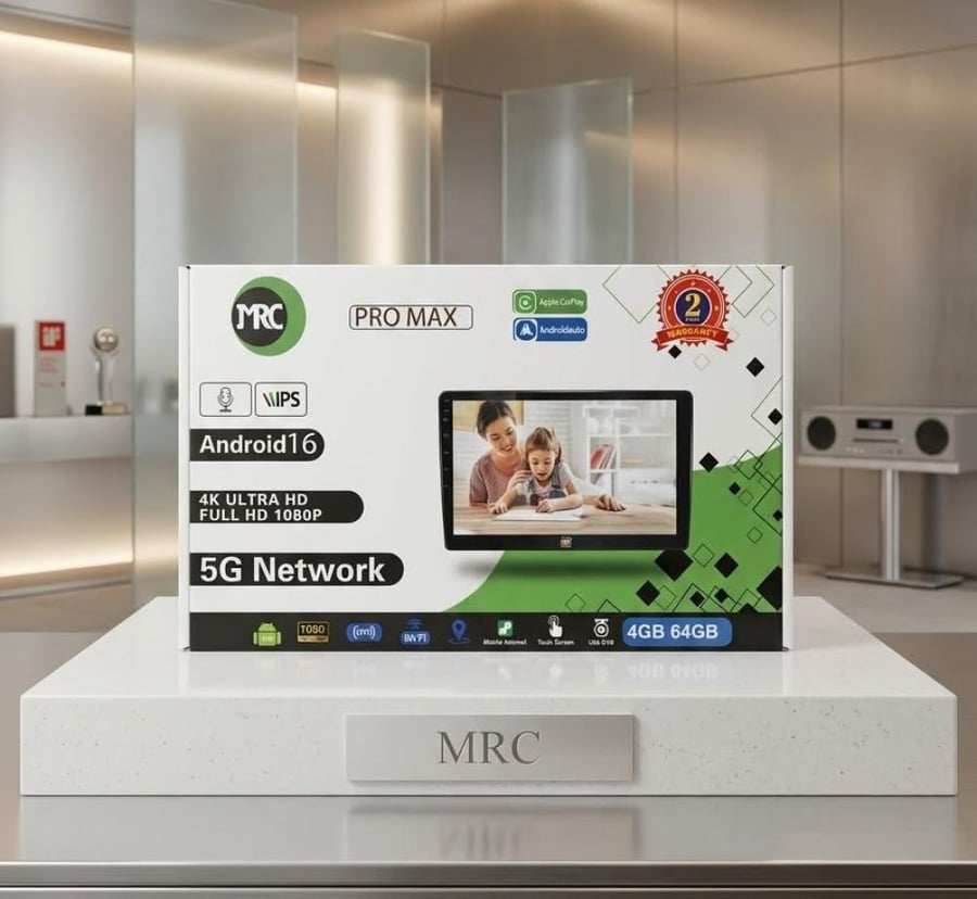 شاشة اندرويد كاربلاي من شركة MRC بدون ديكور (رام 4 جيجا ذاكرة 64 جيجا)