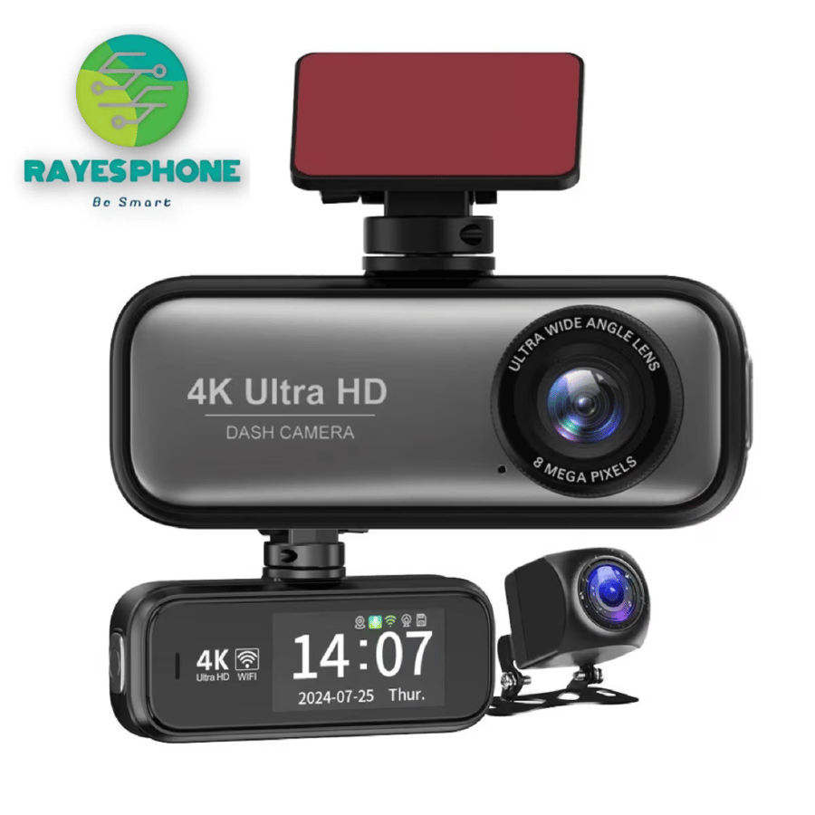 كاميرا مراقبة 4K للسيارة، مراقبة وقوف السيارات 24 ساعة، رؤية ليلية، مع بطاقة SD سعة 128 جيجابايت