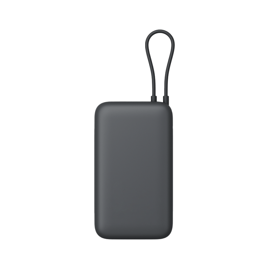 باور بنك شاومي مع سلك مدمج بمنفذ USB-C ومنفذ USB بسعة 20000 مللي أمبير وبقوة 22.5 واط - رمادي