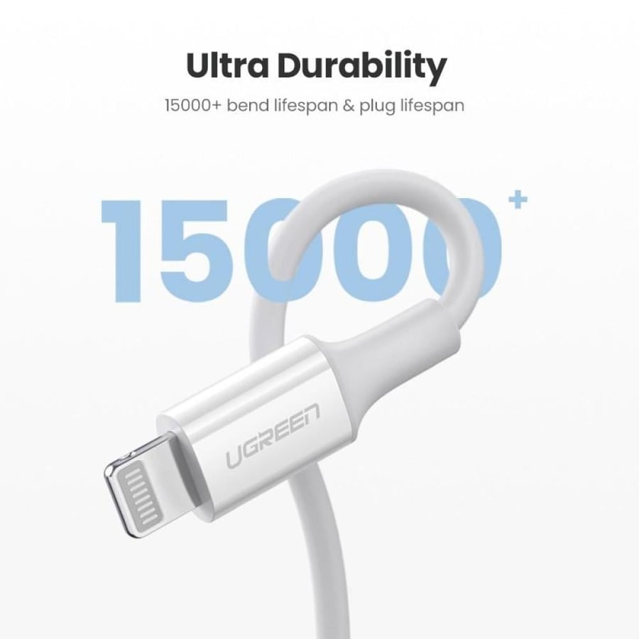 يوجرين سلك شاحن  من USB-C إلى آيفون بطول 2 م - أبيض