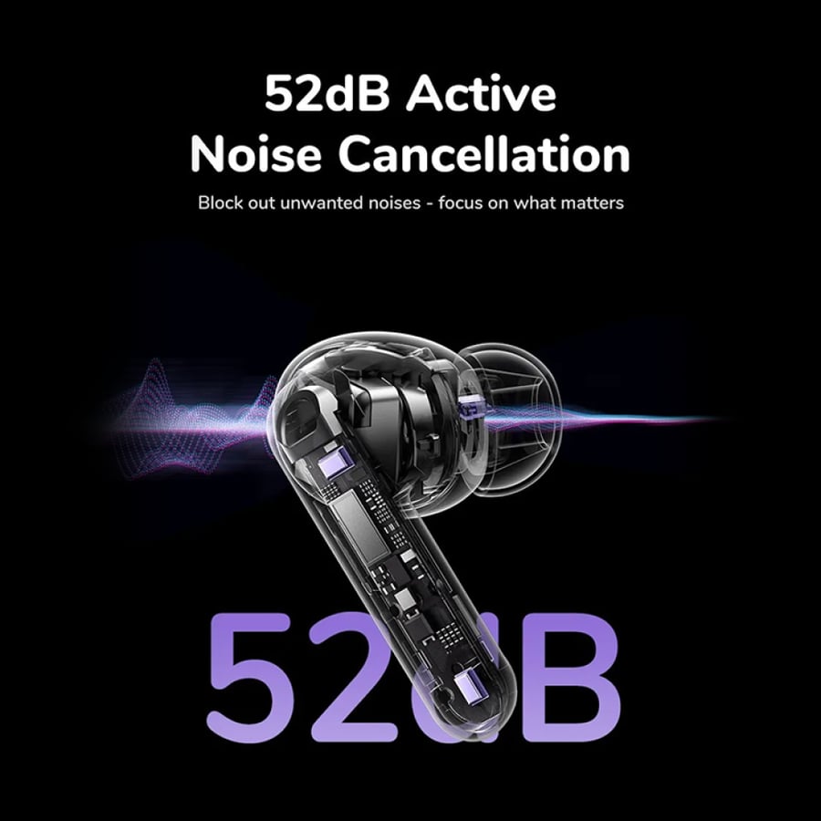 يوجرين سماعة أذن لاسلكية EchoBuds T6 هاي-ريز مع خاصية إلغاء الضوضاء النشط وبشاشة لمس - أبيض
