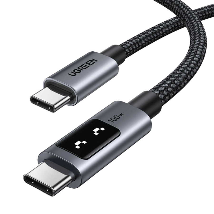 يوجرين سلك شاحن Uno من USB-C الى USB-C بطول 1 م وبقوة 100 واط - أسود