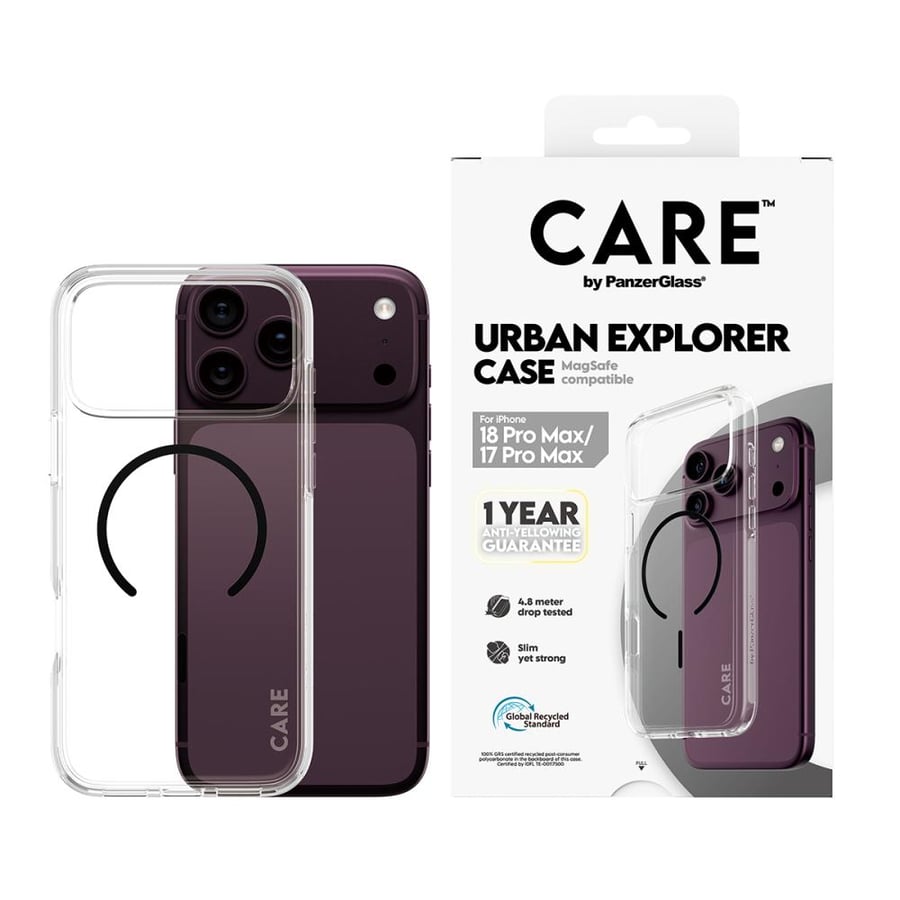 بانزر جلاس CARE كفر شفاف  ماج سيف لون اسود للايفون 18 بروماكس