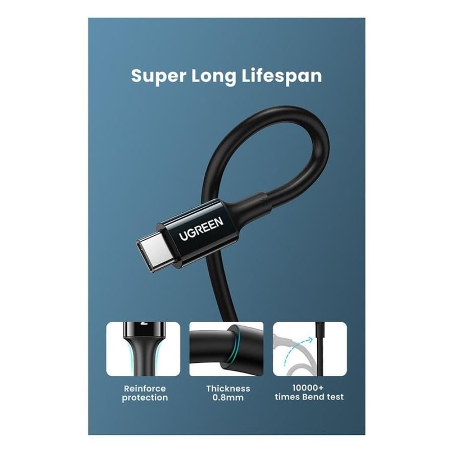 يوجرين سلك شاحن  من USB-C إلى USB-C بطول 1 م  100 واط- أبيض