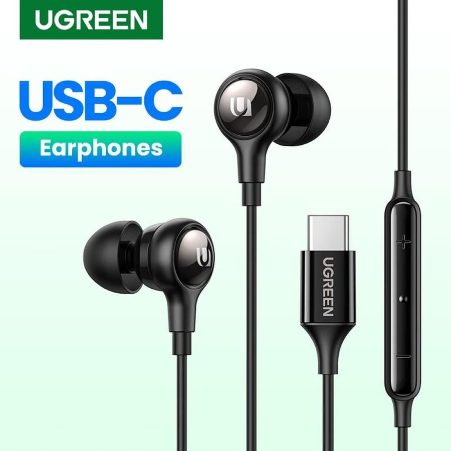 يوجرين سماعة أذن سلكية مع ميكرفون مدمج بوصلة USB|C | أسود