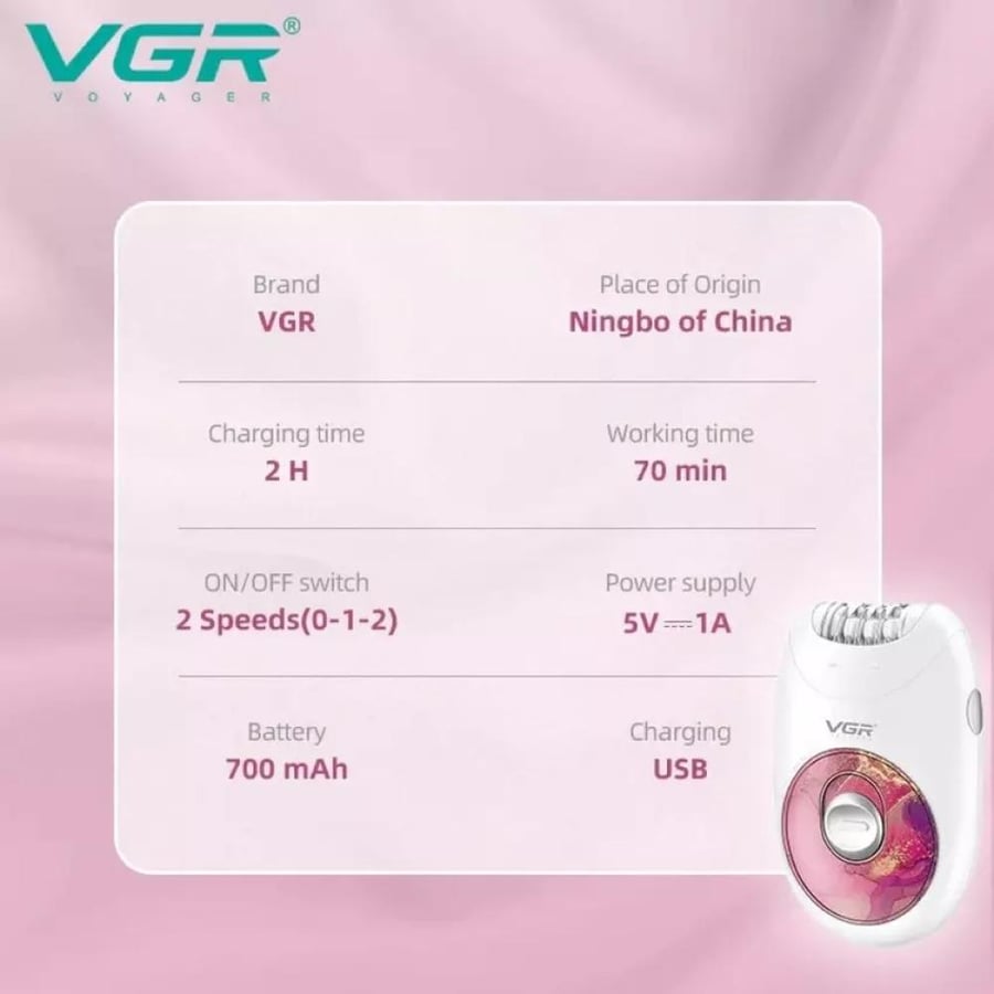 جهاز إزالة الشعر VGR V-706 مصمم خصيصًا لتلبية الاحتياجات الأساسية للنساء لون احمر