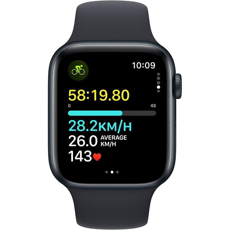 ساعة ابل SE مقاس 40 مم GPS لون ميدنايت مع سوار ميدنايت وسط/كبير