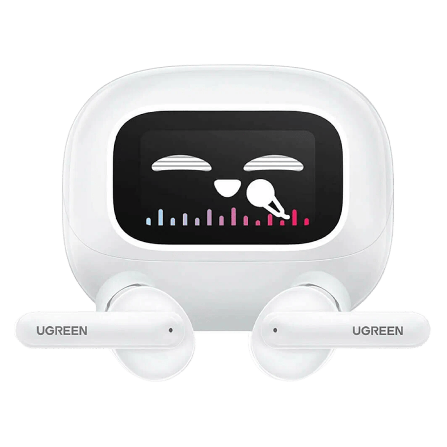 يوجرين سماعة أذن لاسلكية EchoBuds T6 هاي-ريز مع خاصية إلغاء الضوضاء النشط وبشاشة لمس - أبيض
