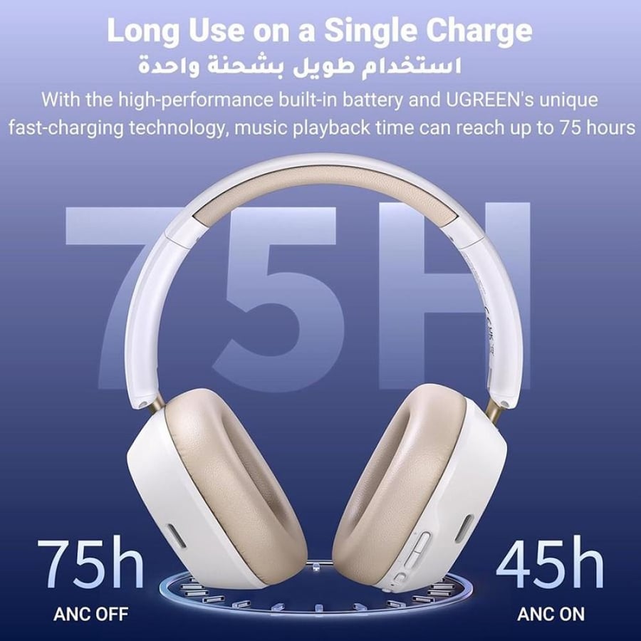 يوجرين سماعة رأس لاسلكية HiTune Max5c هايبرد مع خاصية إلغاء الضوضاء - أسود