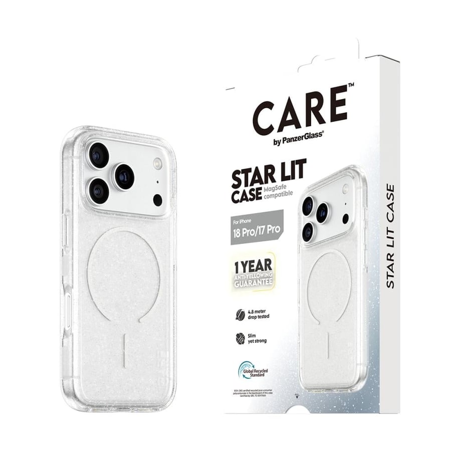 بانزر جلاس CARE كفرشفاف لامع  ماج سيف لون أبيض للايفون 18 برو