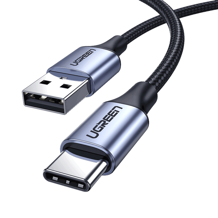 يوجرين سلك شاحن  من USB إلى USB-C مضفر بطول 3 م - رمادي