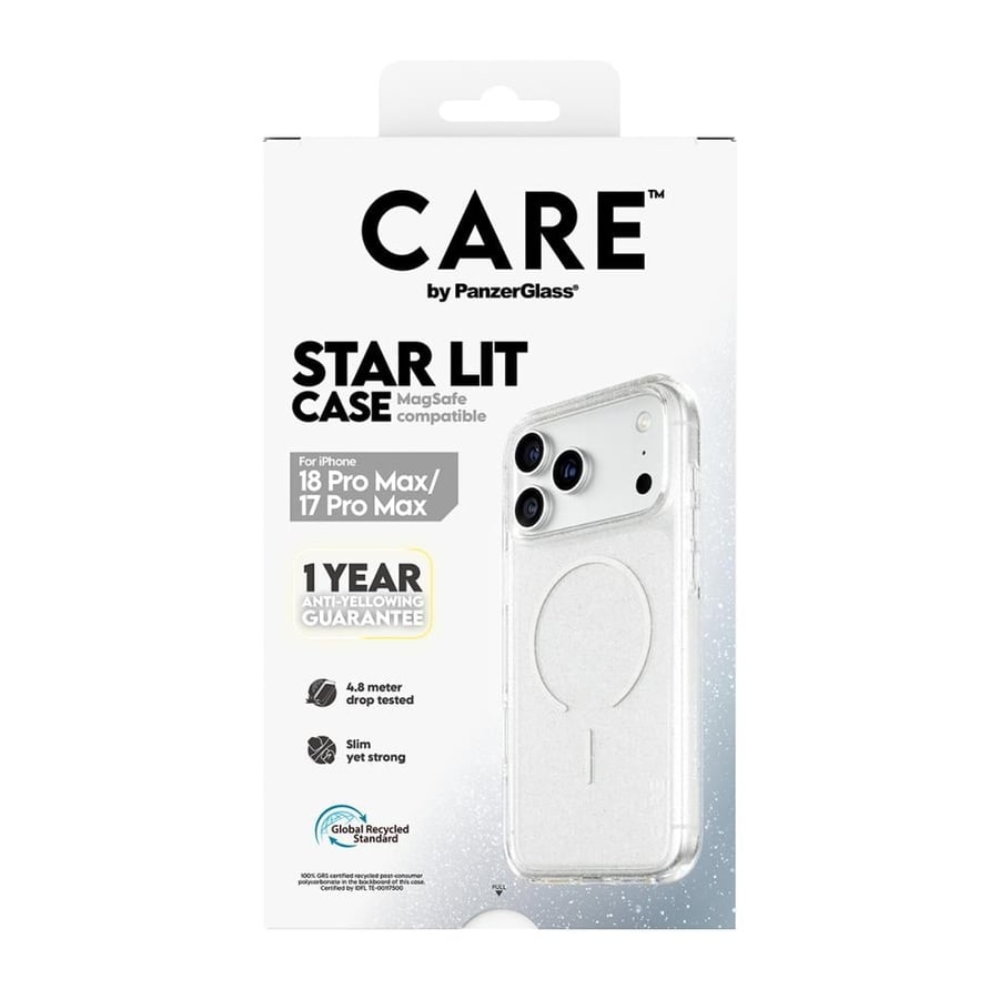 بانزر جلاس CARE كفرشفاف لامع  ماج سيف لون أبيض للايفون 18 بروماكس