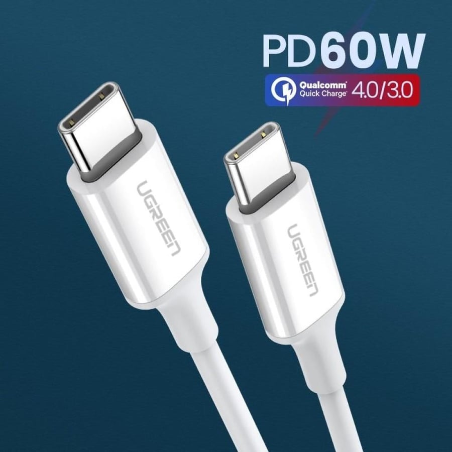 يوجرين سلك شاحن  من USB-C إلى USB-C بطول 1 م - أبيض
