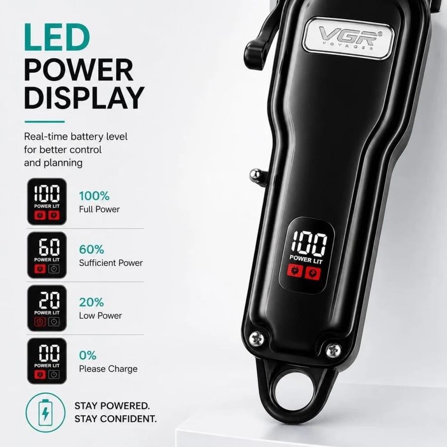 ماكينة حلاقة VGR - V-251 بشاشة LED لون اسود