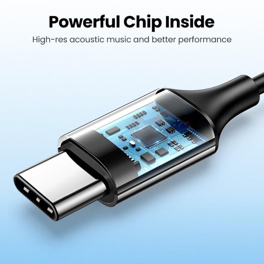يوجرين سماعة أذن سلكية مع ميكرفون مدمج بوصلة USB|C | أسود