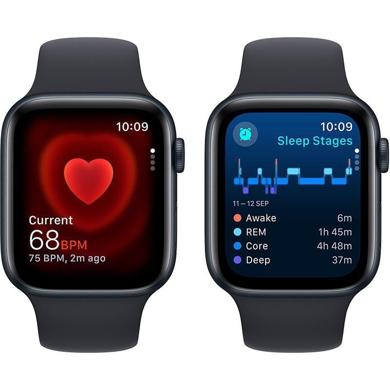 ساعة ابل SE مقاس 40 مم GPS لون ميدنايت  مع سوار ميدنايت وسط/صغير