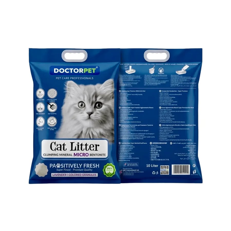 Doctor Pet Cat Litter Super Clumping MICRO Bentonite Lavender - 10L