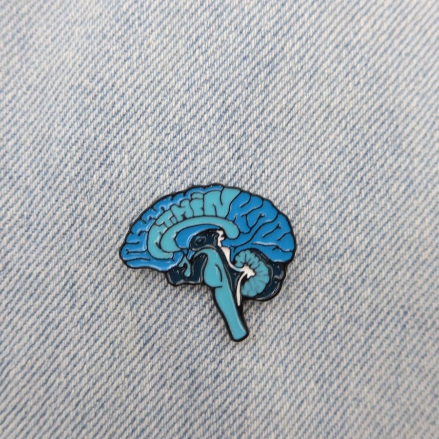 Blue brain brooch
