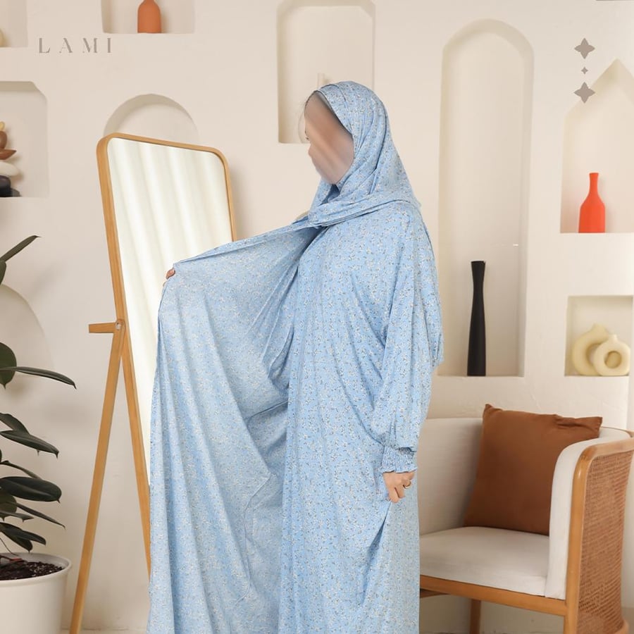 Sky blue patterned prayer sheet