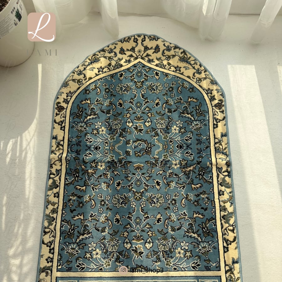 Al-Rawdah prayer rug, mihrab - sky blue