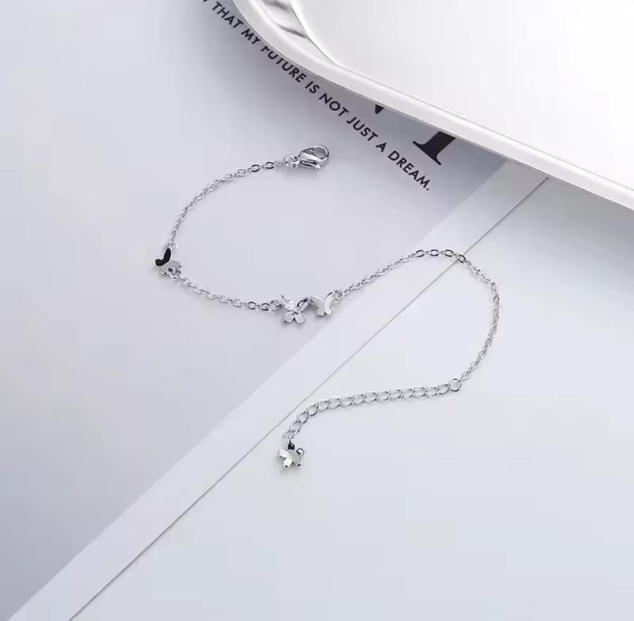 سوار فضة فراشتين عيار 925