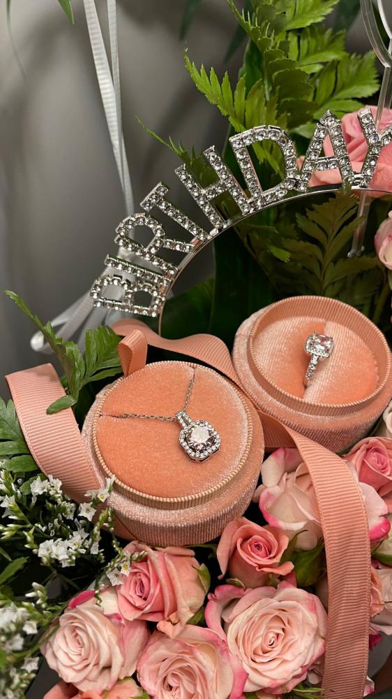 Al-Jawhara package silver ring + necklace