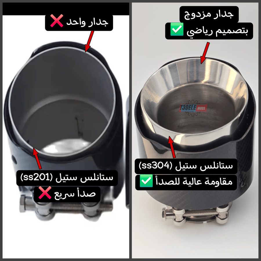 (طقم) مخارج شكمان رياضية (كاربون فايبر)