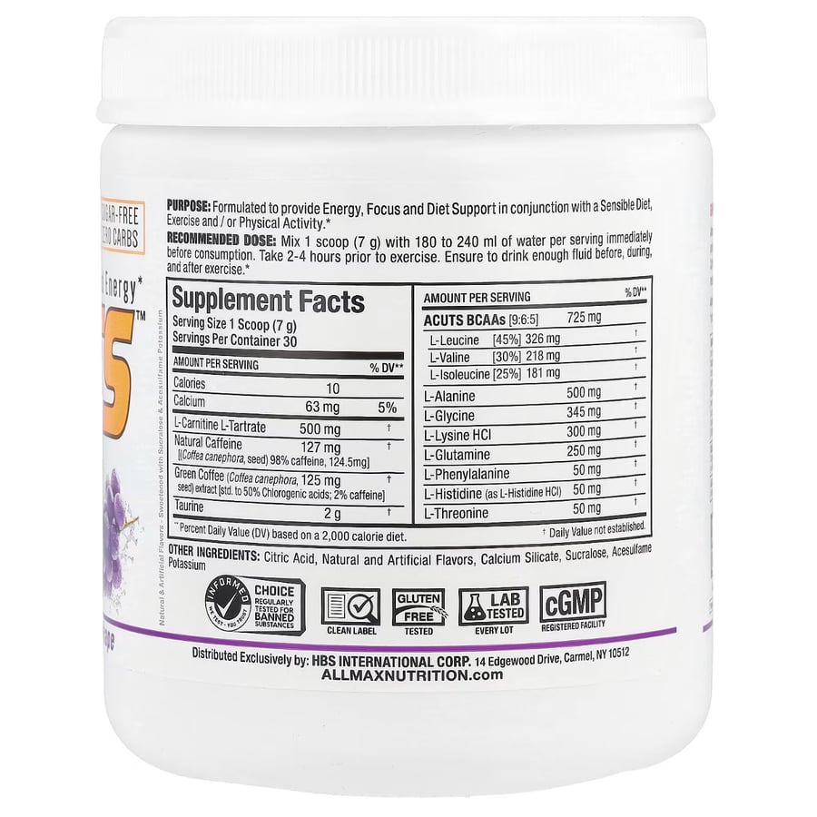 AllMax AminoCuts (A:Cuts) – أمينو إنرجي لحرق الدهون وبناء العضلات – نكهة العنب – 30 حصة