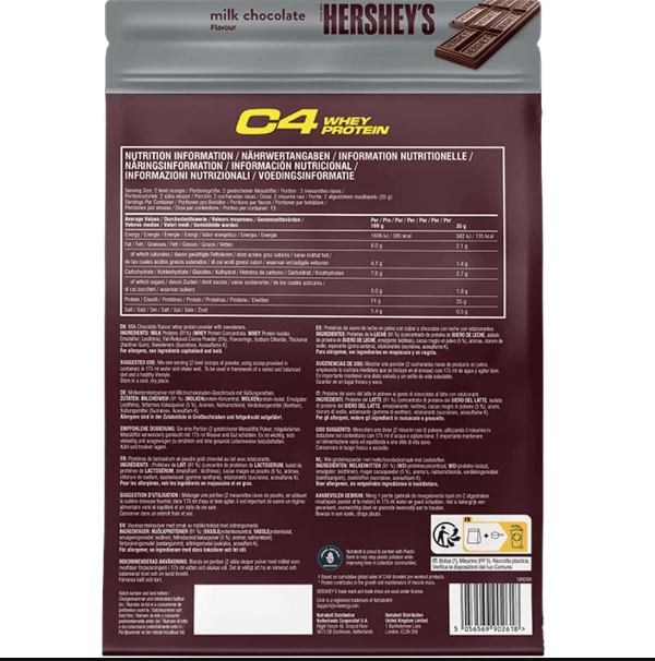 سي فور واي بروتين بنكهة شوكولاتة الحليب هيرشيز | C4 Whey Protein - Hershey's Milk Chocolate Flavour 770g