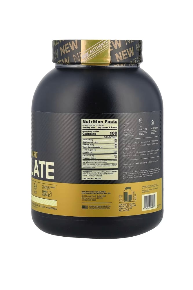 بروتين جولد ستاندرد آيزوليت 100% من أوبتيمم نيوترشن – Optimum Nutrition Gold Standard 100% Isolate (Rich Vanilla)