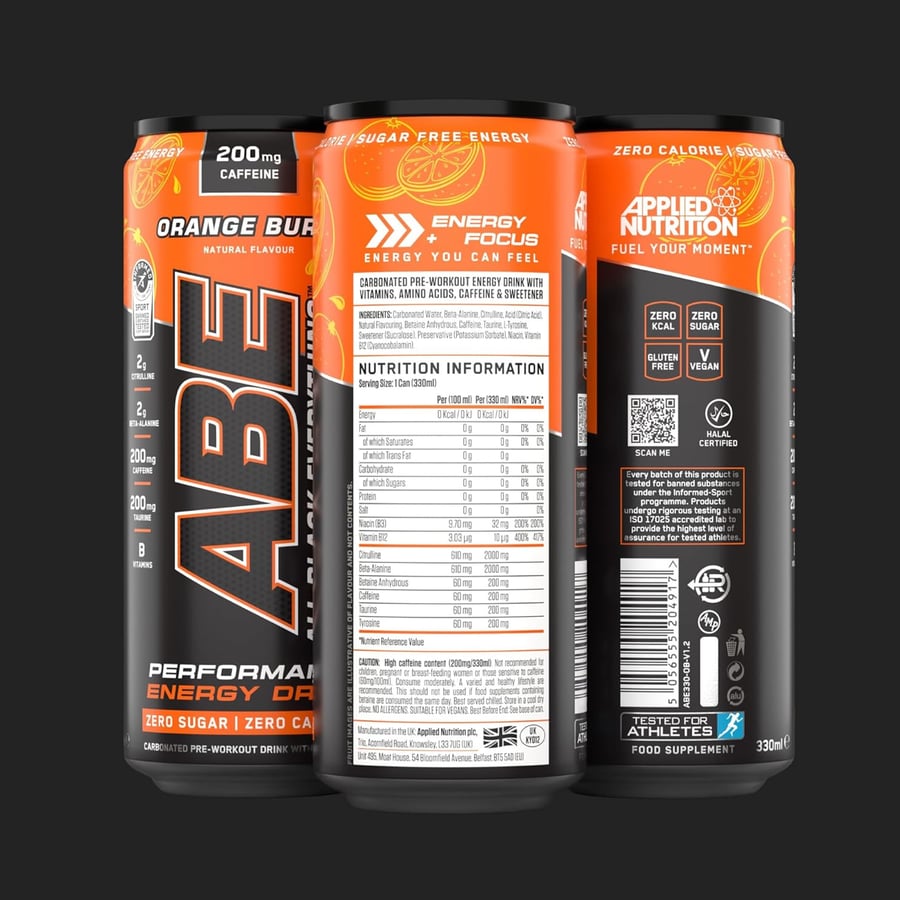 مشروب الطاقة ABE بنكهة البرتقال المنعشة – Applied Nutrition | ABE Energy Drink Orange Burst