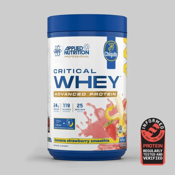 كريتيكال واي بروتين متطور بنكهة سموذي الموز بالفراولة | Applied Nutrition Critical Whey Advanced Protein -Banana strawberry smoothie 825g