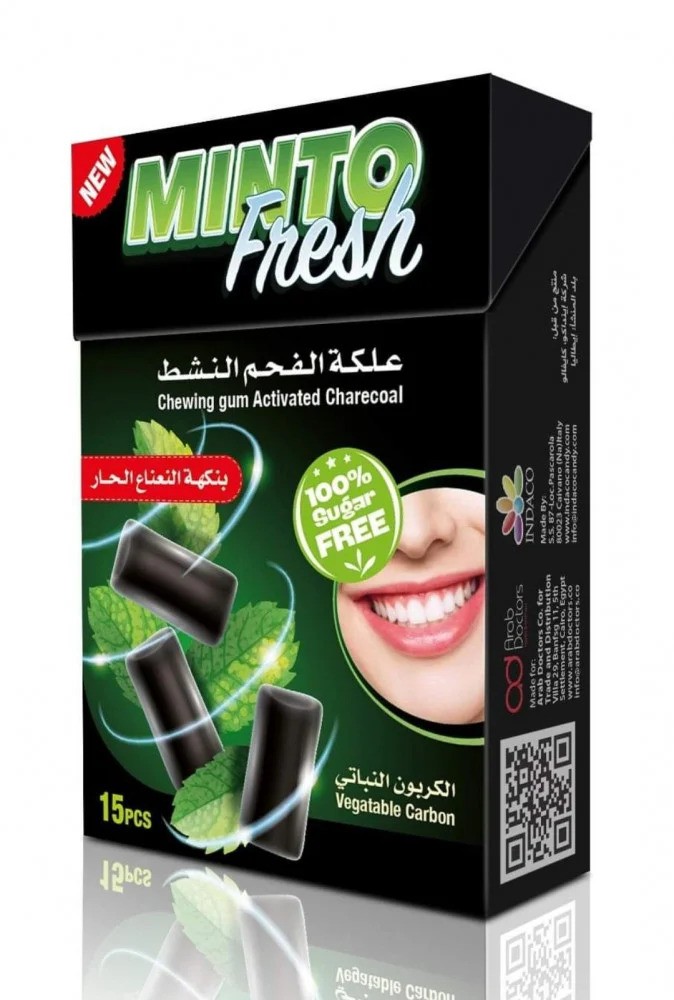علكة الفحم النشط منتو فريش بنكهة النعناع الحار