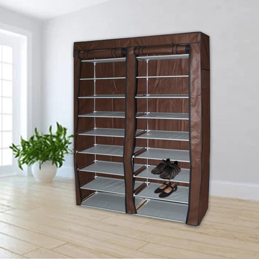 دولاب احذية قماش بني غامق 10 دور 113*30*158 سم