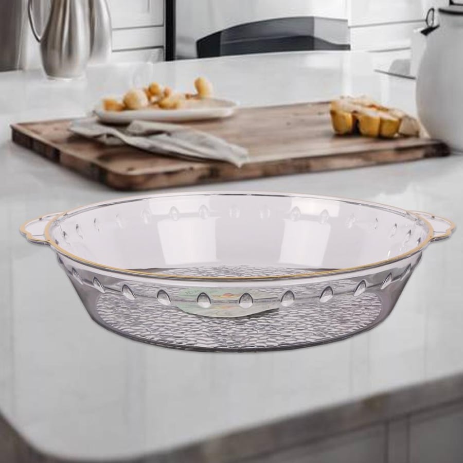 صحون حلا كريلك مذهب مدور  33.5*30.5*6CM