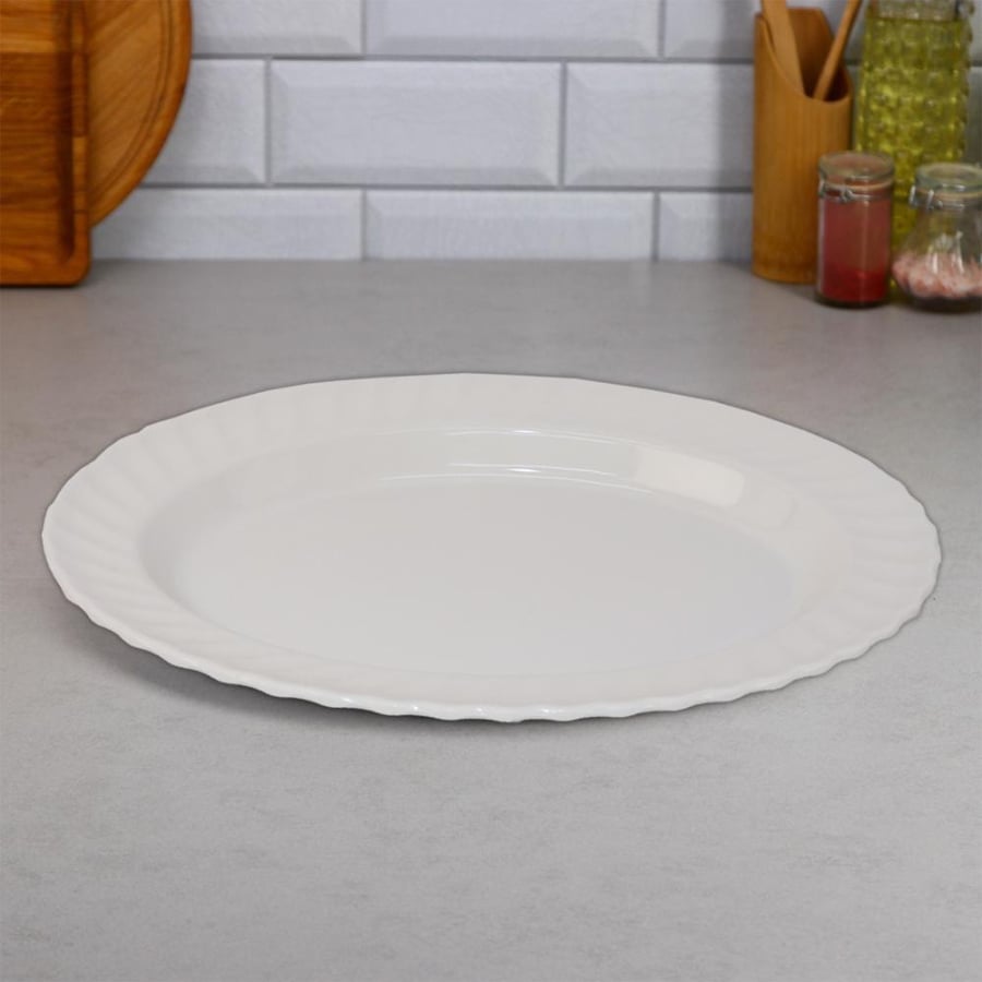 صحون ميلامين ابيض بيضاوي 23*30 سم
