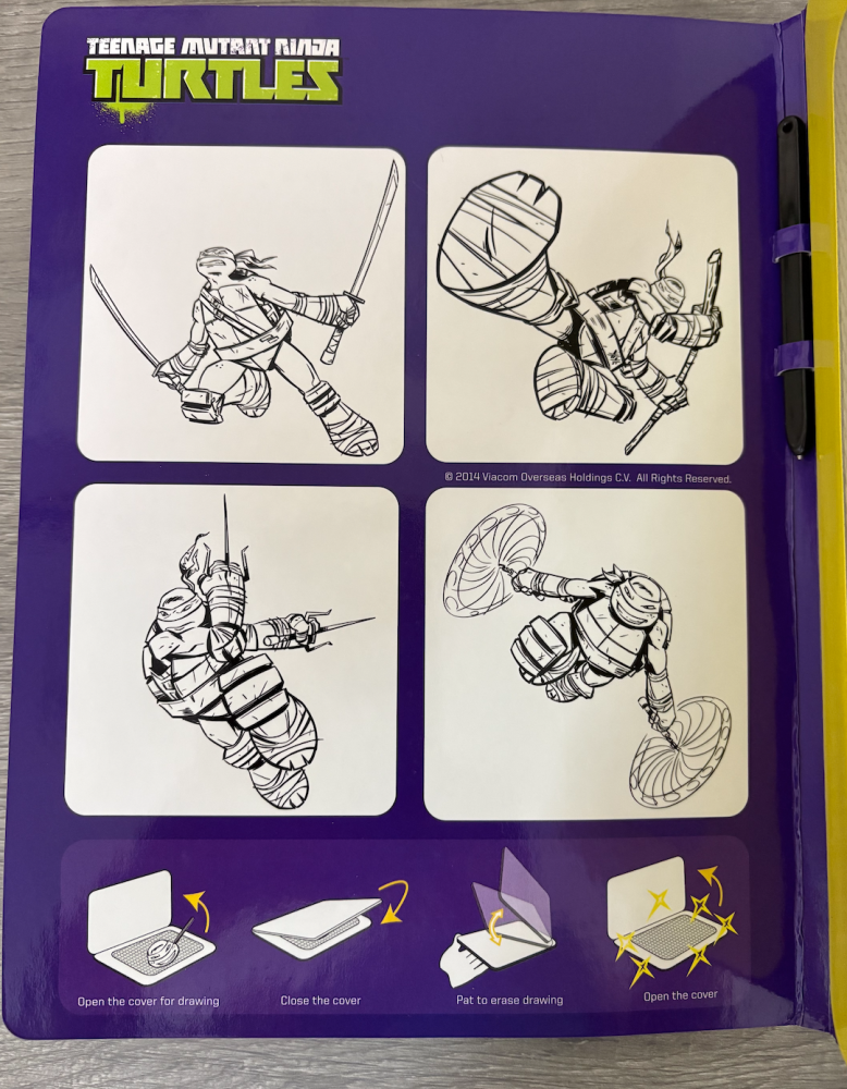 لوحة رسم سلاحف النينجا TMNT المغناطيسية اصلية من عام 2014 (تعاون MBC3 مع Nickelodeon)
