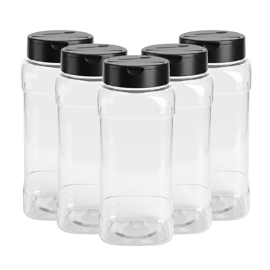 Clear plastic spice container set – 5 pieces × 440 ml