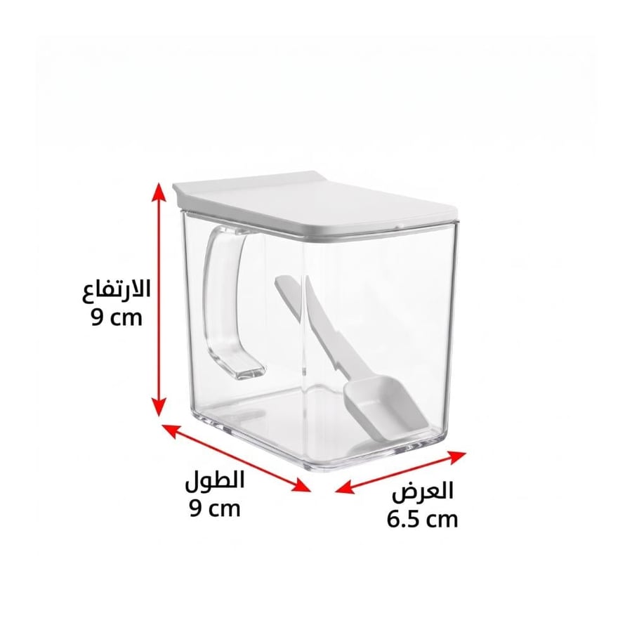 رولا طقم علب ومنظم بهارات أكريليك من 4 أقسام مع ملاعق