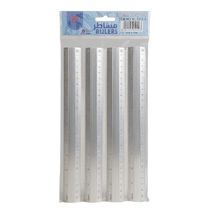 Metal rulers set – 4 pieces × 30 cm
