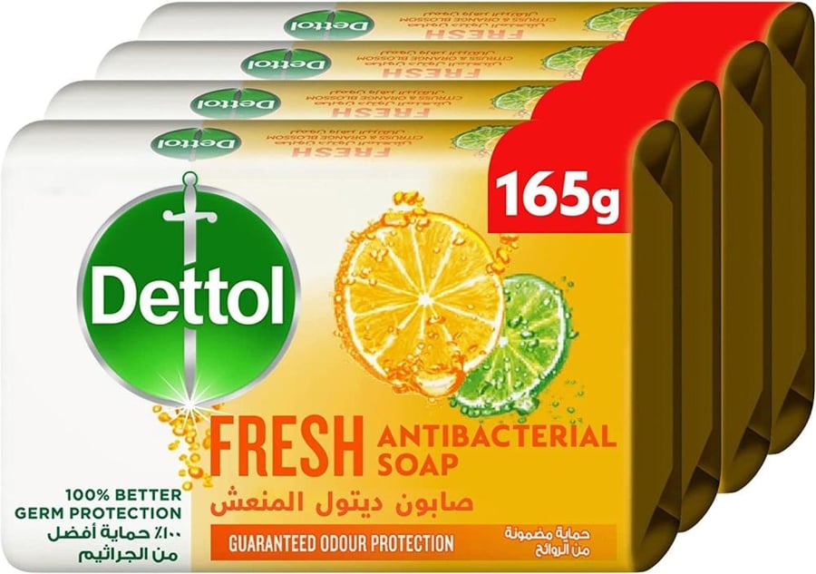 Dettol refreshing lemon soap | 4 pieces | 165 grams