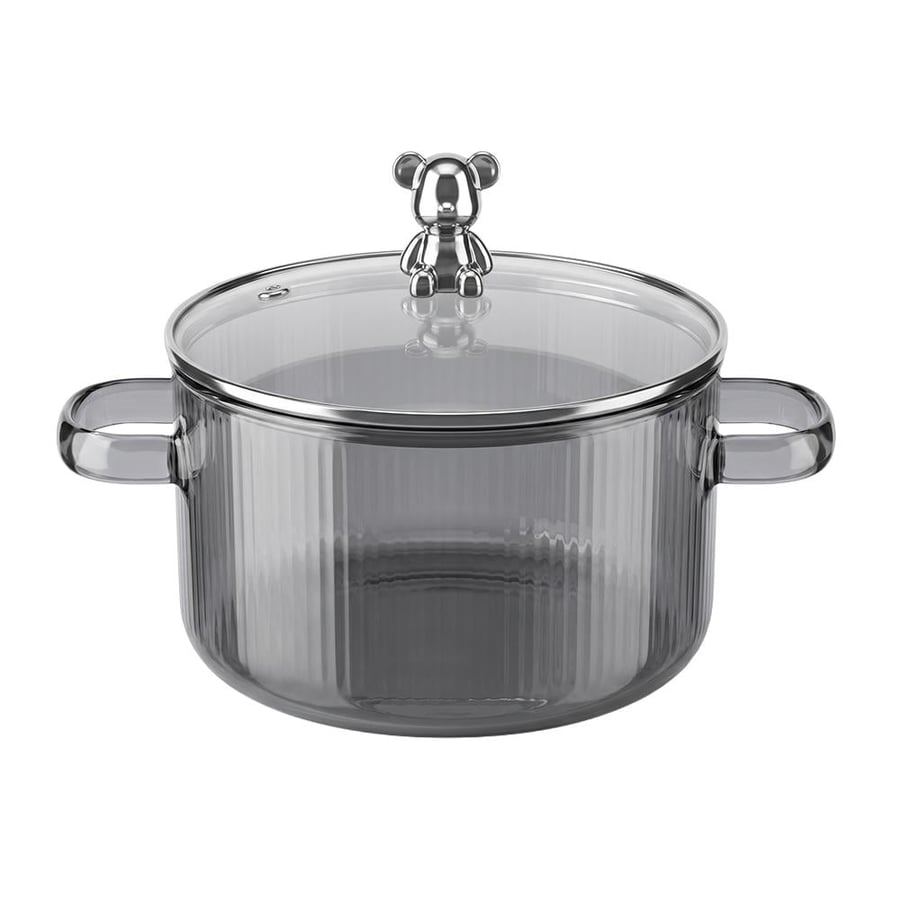 Rola glass cookware for cooking and serving food with a glass lid with a handle