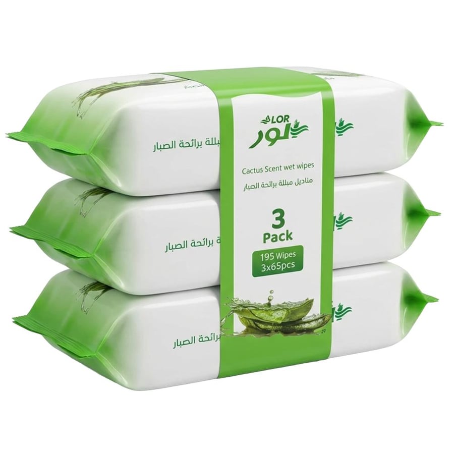 Alore aloe vera scented wet wipes – 3 pieces × 65 wipes