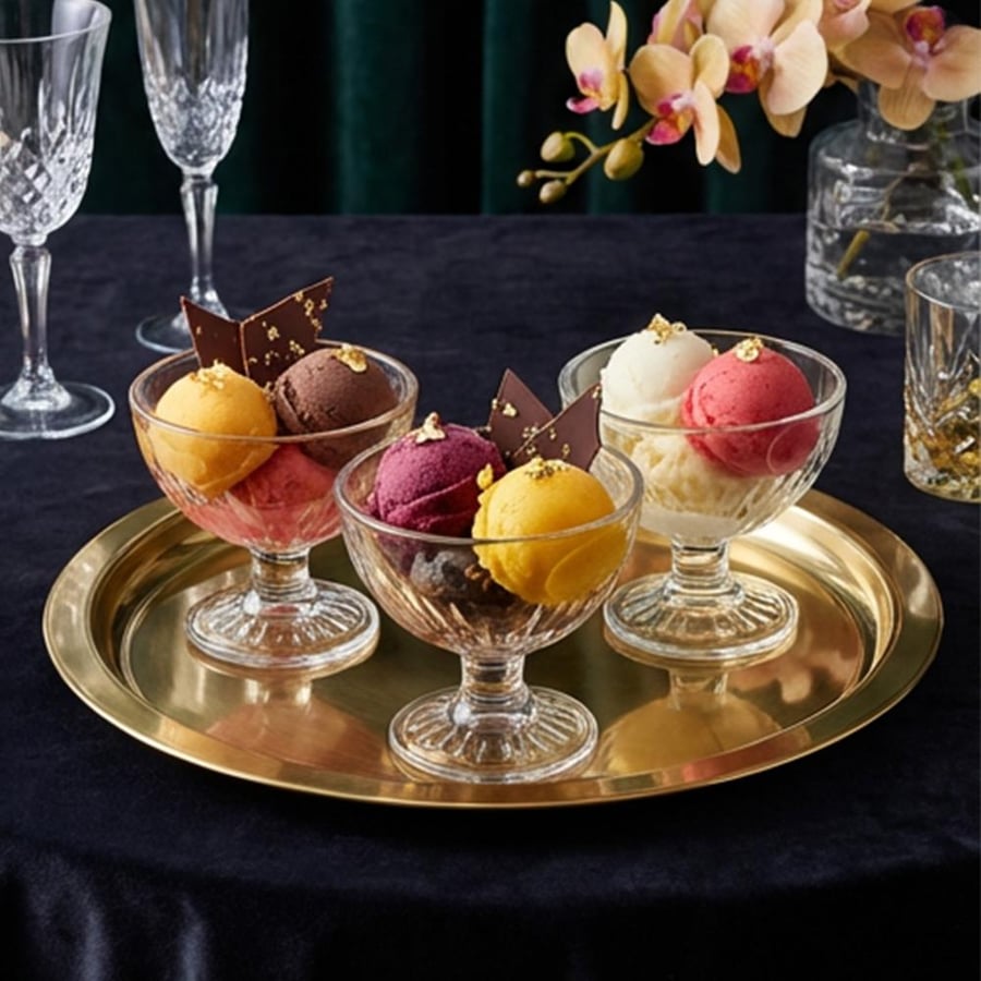 Glass dessert cup set – 1 set × 3 pieces