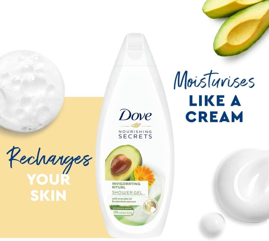 Nourishing body wash Secrets from Dove, avocado oil and chamomile extract, 500 ml